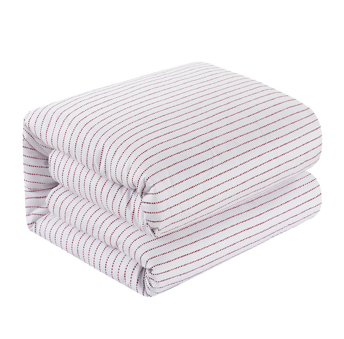 Chic Home Wesley Duvet Cover Set Contemporary Solid White With Dot Striped Pattern Print Design Bedding - Pillow Shams Included - 3 Piece - King 104x90", Wine Red - King