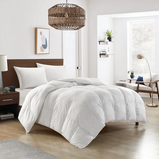NY&C Home Halsey Comforter Box Stitched Design Lightweight Down Alternative Filling, Twin, White - Twin
