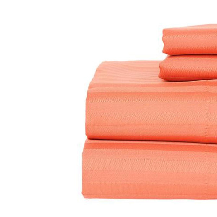 Castle Hill London 600 Thread Count Sateen Stripe Sheet Set - Spice