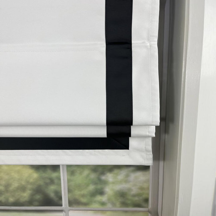 Versailles Valentina Cordless Roman Blackout Shades For Windows Insides/Outside Mount Black/White