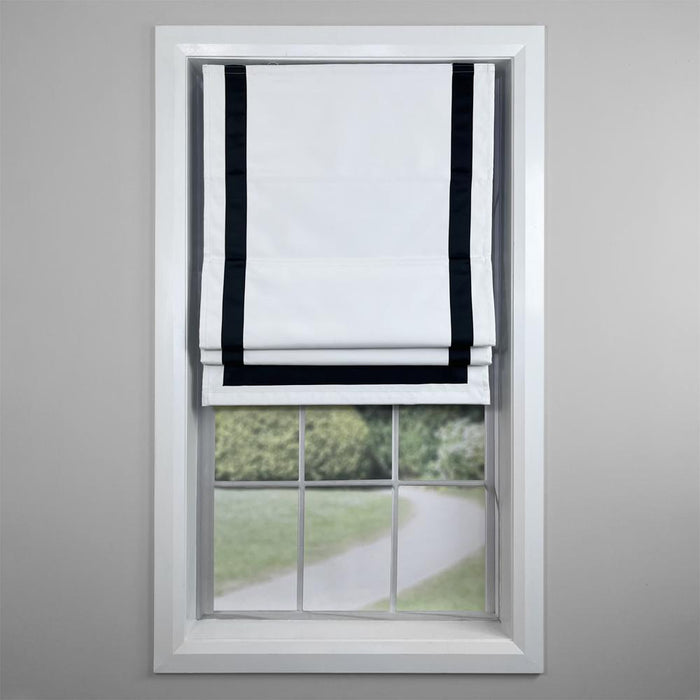Versailles Valentina Cordless Roman Blackout Shades For Windows Insides/Outside Mount Black/White