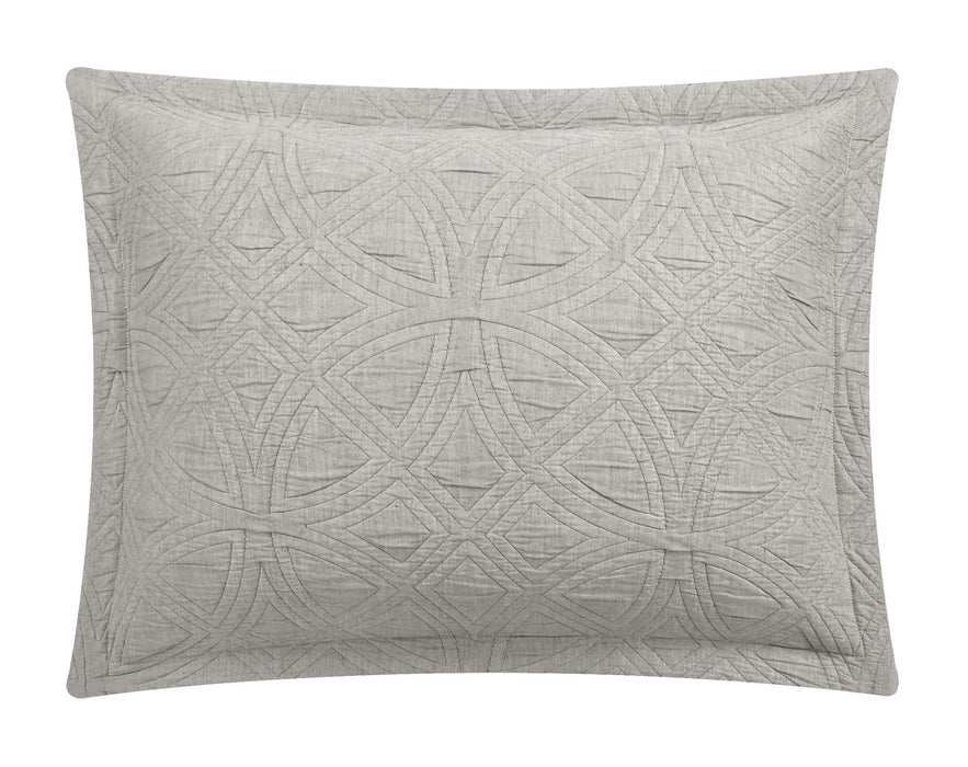 NY&C Home Artista 5 Piece Cotton Blend Comforter Set Jacquard Geometric Pattern Design Bedding - Decorative Pillows Shams Included, King, Grey - King