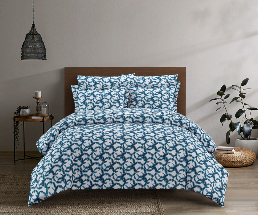 Chic Home Chrisley Duvet Cover Set Contemporary Watercolor Overlapping Rings Pattern Print Design Bed In A Bag Bedding - Sheets Pillowcases Pillow Shams Included - 7 Piece - King 104x90", Navy - King