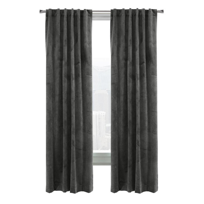 Thermalogic Seren Classic Velvet Room Darkening Dual Header Energy Efficient Curtain Panel 50" x 63" Charcoal - 50X63