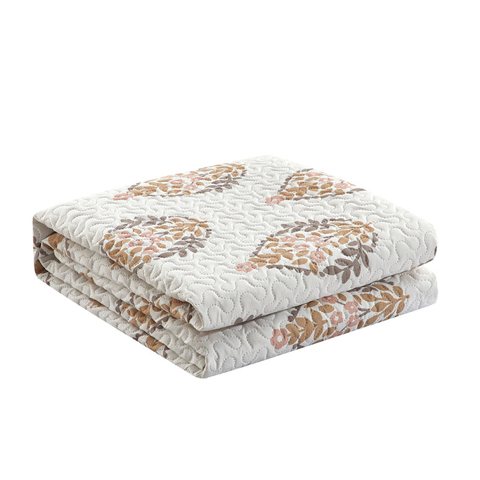 Chic Home Breana 5 Piece Quilt Set Floral Medallion Print Design Bed In A Bag Bedding Twin Taupe - Twin