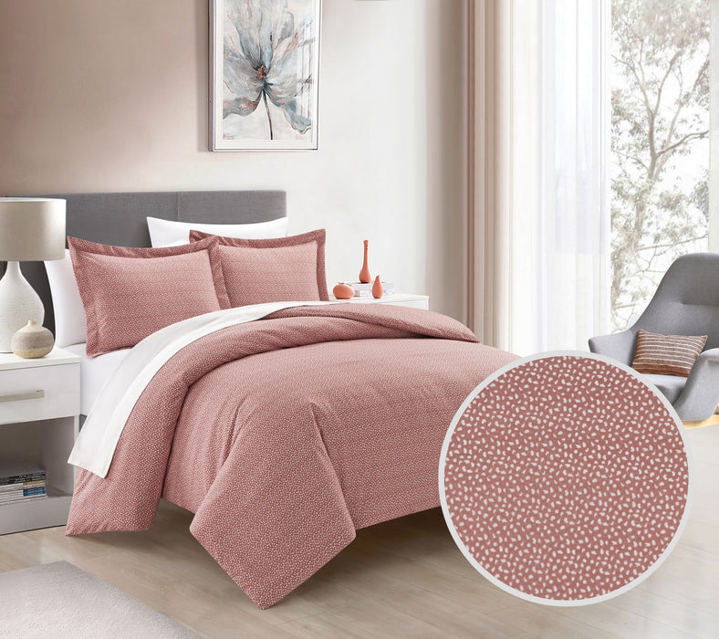 Chic Home Tyson Duvet Cover Set Contemporary Solid Color Shell With White Spots Animal Pattern Print Design Bedding - Pillow Shams Included - 3 Piece - Queen 90x90", Blush - Queen