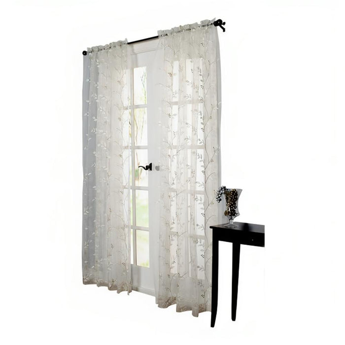 Commonwealth Habitat Venice An Embroidered Sheer Tailored Window Panel - 54x95" - White - 54x95"