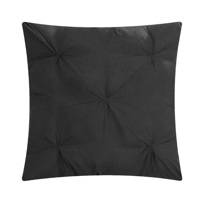 Chic Home Mycroft Pinch Pleated Ruffled Bed In A Bag Soft Microfiber Sheets 10 Pieces Comforter Decorative Pillows & Shams - Queen 90x90, Black - Queen