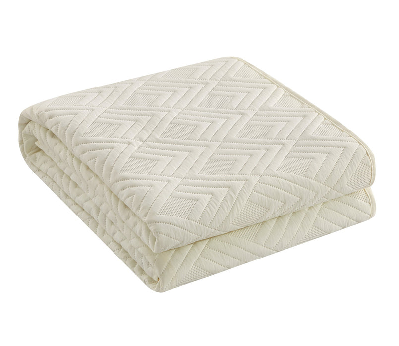 NY&C Home Marling 3 Piece Quilt Set Contemporary Geometric Diamond Pattern Bedding - Pillow Shams Included,King , Beige - King