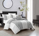 Chic Home Sofia Cotton Comforter Set Clip Jacquard Striped Pattern Design Bedding - Decorative Pillow Shams Included - 4 Piece - King 104x96", Grey - King