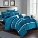 Chic Home Stieg 10 Pieces Comforter Set Complete BIB Pleated Ruched Ruffled Bedding With Sheet Set & Decorative Pillows Shams - King 104x90, Teal - King