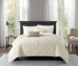 NY&C Home Leighton 5 Piece Comforter Set Diamond Stitched Design Crinkle Textured Pattern Bedding - Decorative Pillows Shams Included, King, Beige - King