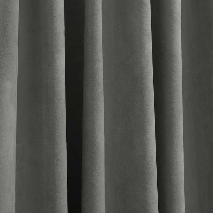 Thermalogic Seren Classic Velvet Room Darkening Dual Header Energy Efficient Curtain Panel 50" x 95" Charcoal - 50X95