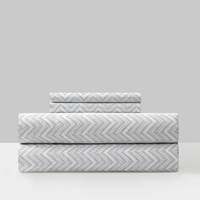 Chic Home Alaina Sheet Set Super Soft Contemporary Striped Chevron Pattern Design - Includes 1 Flat, 1 Fitted Sheet, and 1 Pillowcase - 3 Piece - Twin 66x102", Grey - Grey