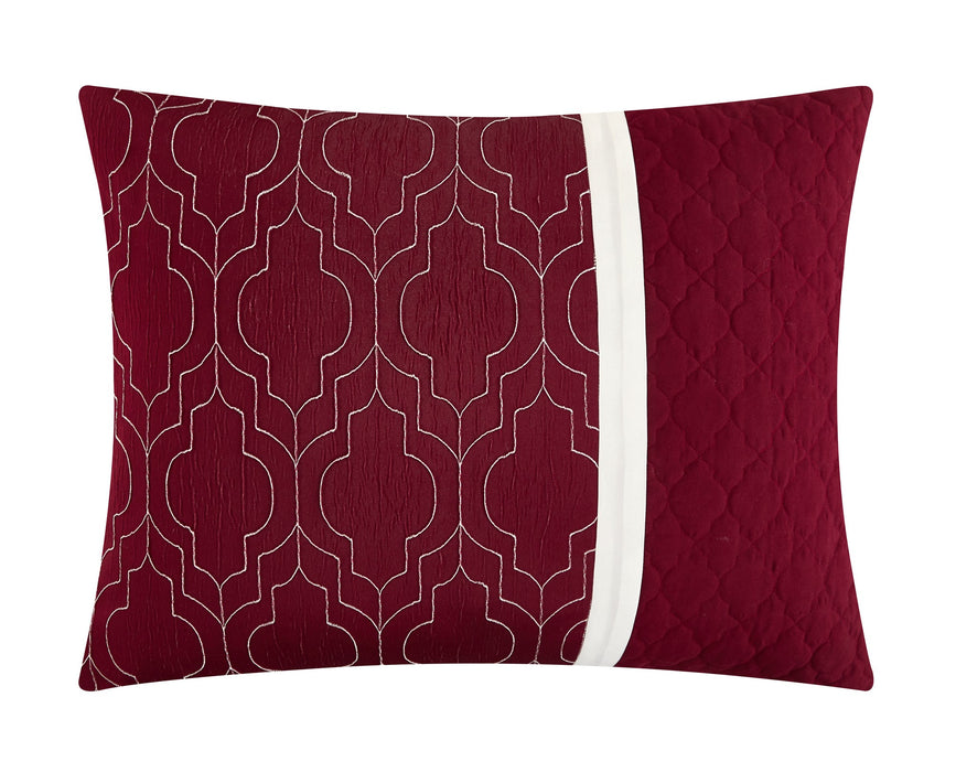 Chic Home Arlow Comforter Set Jacquard Geometric Quilted Pattern Design Bedding Berry, King - King