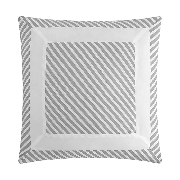 NY&C Home Gibson 7 Piece Comforter Set Striped Hotel Collection Design Bed In A Bag Bedding - Sheets Decorative Pillows Pillowcase Sham Included, Twin, Grey - Grey