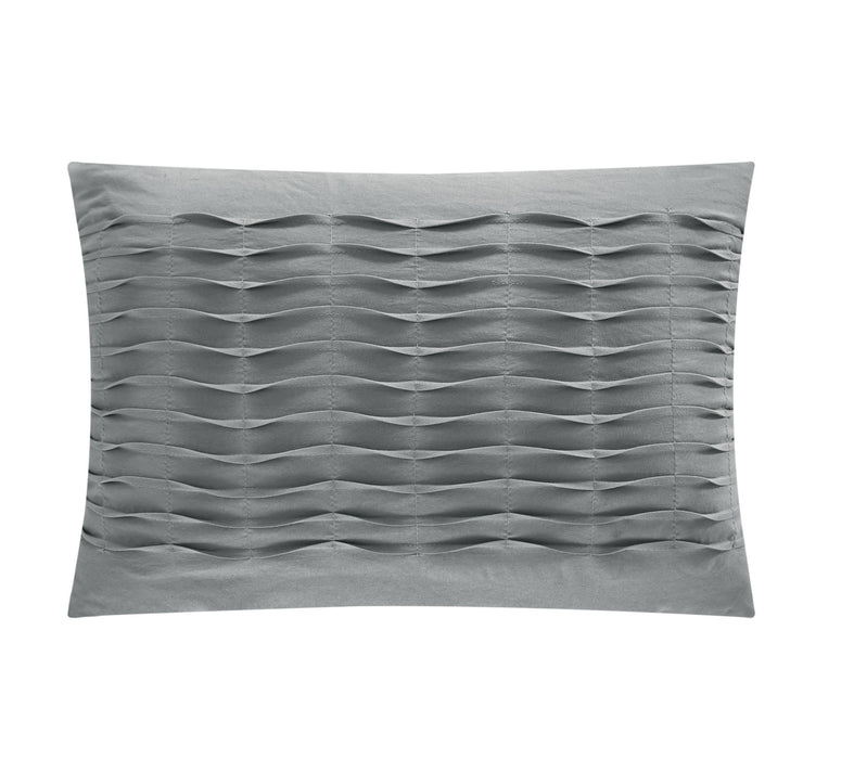 Chic Home Bradley Comforter Set Diamond Pinch Pleat Pattern Design Bedding - Decorative Pillow Shams Included - 4 Piece - Queen 90x92", Grey - Queen