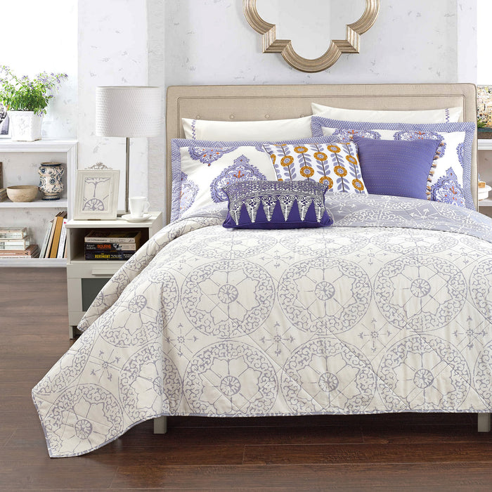 Chic Home Grand Palace 1 Pieces Quilt Cover 100% Cotton Medallion Tribal Stitch - King 110x96, Beige - King