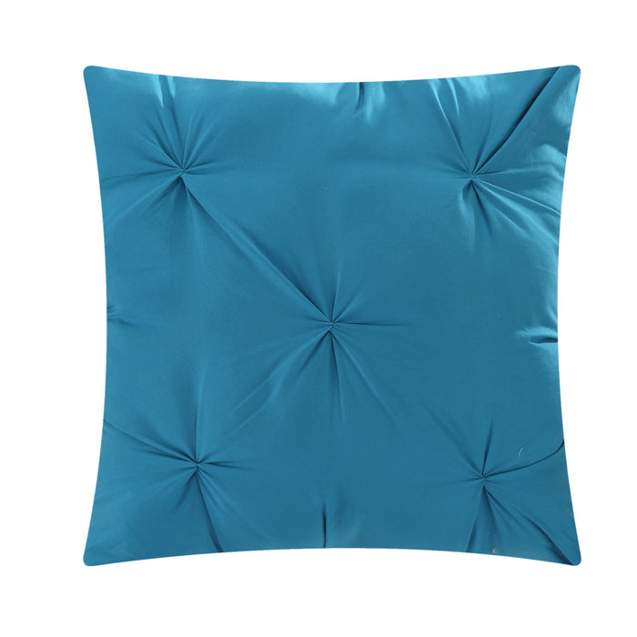 Chic Home Mycroft Pinch Pleated Ruffled Bed In A Bag Soft Microfiber Sheets 10 Pieces Comforter Decorative Pillows & Shams - Queen 90x90, Turquoise - Queen
