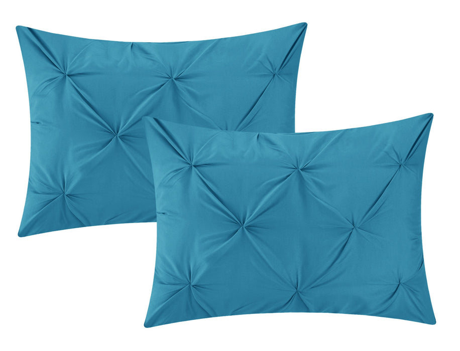 Chic Home Mycroft Pinch Pleated Ruffled Bed In A Bag Soft Microfiber Sheets 10 Pieces Comforter Decorative Pillows & Shams - Queen 90x90, Turquoise - Queen