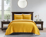 NY&C Home Austin 3 Piece Cotton Blend Quilt Set Stone Washed Textured Floral Pattern Bedding - Pillow Shams Included, Queen, Mustard - Queen