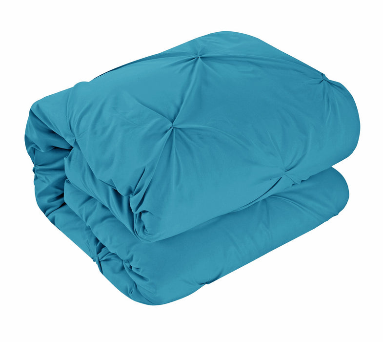 Chic Home Mycroft Pinch Pleated Ruffled Bed In A Bag Soft Microfiber Sheets 10 Pieces Comforter Decorative Pillows & Shams - King 104x90, Turquoise - King