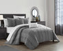 NY&C Home Desiree 5 Piece Cotton Comforter Set Contemporary Striped Clip Jacquard Bedding - Decorative Pillows Shams Included, Queen, Grey - Queen