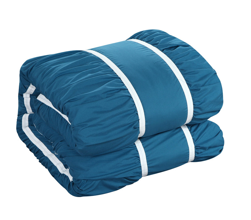 Chic Home Stieg 10 Pieces Comforter Set Complete BIB Pleated Ruched Ruffled Bedding With Sheet Set & Decorative Pillows Shams - Queen 90x90, Teal - Queen