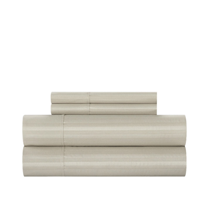 Chic Home Siena Sheet Set Solid Color Striped Pattern Technique - Includes 1 Flat, 1 Fitted Sheet, and 2 Pillowcases - 4 Piece - King 108x102", Green - King