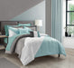 NY&C Home Kinsley 9 Piece Comforter Set Color Block Design Distressed Stripe Print Bed In A Bag Bedding - Sheets Pillowcases Decorative Pillows Shams Included, Queen, Blue - Queen