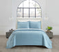 NY&C Home Ridge 3 Piece Quilt Set Contemporary Y-Shaped Geometric Pattern Bedding - Pillow Shams Included,King , Blue - King