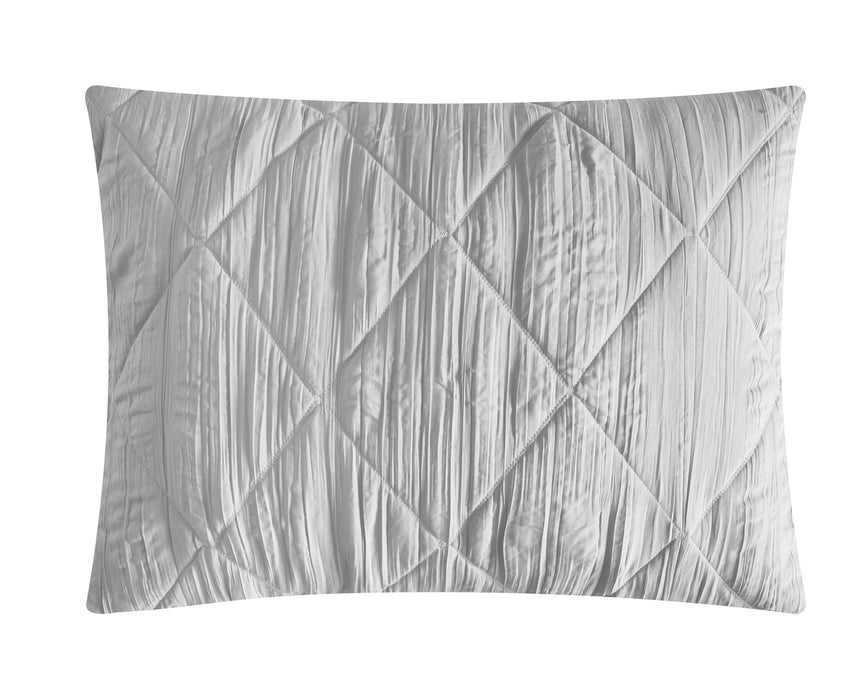 NY&C Home Leighton 9 Piece Comforter Set Diamond Stitched Design Crinkle Textured Pattern Bed In A Bag Bedding - Sheets Pillowcases Decorative Pillows Shams Included, Queen, Grey - Queen