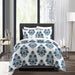 Chic Home Yazmin 7 Piece Duvet Cover Set Large Scale Floral Medallion Print Design Bed In A Bag Bedding Queen Blue - Queen