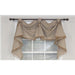RLF Home Natural Linen 3-Scoop Victory Swag Flax.  4 Tabs. Wooden Beads Trim 64"W X 26"L For windows up to 60"W - 60"W x 26"L