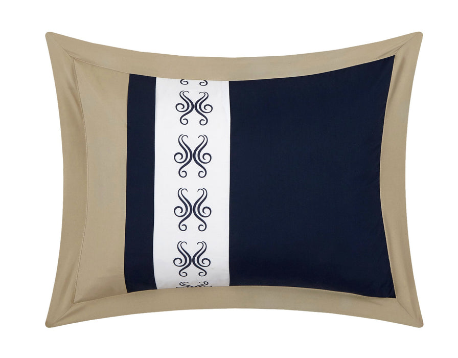 Chic Home Irina Pinch Pleat Pintuck Design BIB Sheet Set 20 Pieces Comforter Pillowcases Window Treatments Decorative Pillows & Shams - King 104x90, Navy - King