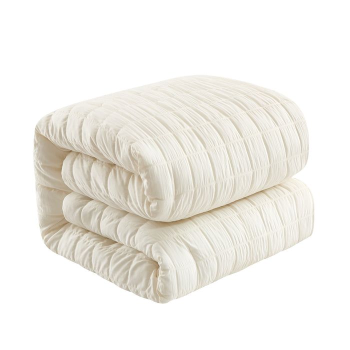 Chic Home Jessa Comforter Set Washed Garment Technique Geometric Square Tile Pattern Bedding - Pillow Shams Included - 3 Piece - Queen 90x92", Beige - Queen