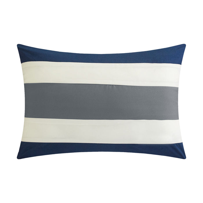 Chic Home Kavalier Color Block Geometric Pattern Design Hotel Collection Sheets 10 Pieces Comforter Decorative Pillows & Shams - Queen 90x90, Navy - Queen