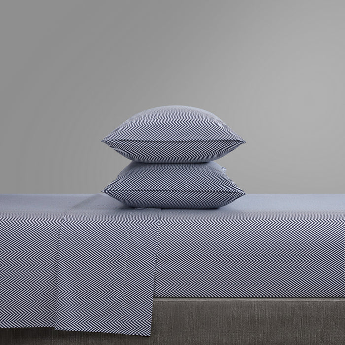 Chic Home Denise Sheet Set Super Soft Graphic Herringbone Print Design - Includes 1 Flat, 1 Fitted Sheet, and 1 Pillowcase - 3 Piece - Twin 66x102", Navy - Navy