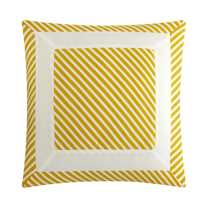 NY&C Home Gibson 7 Piece Comforter Set Striped Hotel Collection Design Bed In A Bag Bedding - Sheets Decorative Pillows Pillowcase Sham Included, Twin, Yellow - Yellow