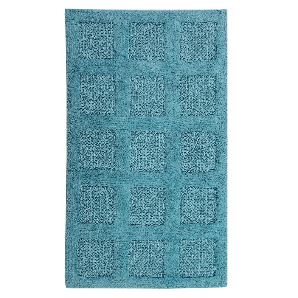 Square Honeycomb Bath Rug in Aqua