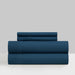 Chic Home Harley Sheet Set Solid Color With Pleated Details - Includes 1 Flat, 1 Fitted Sheet, and 2 Pillowcases - 4 Piece - Queen 90x102", Blue - Blue