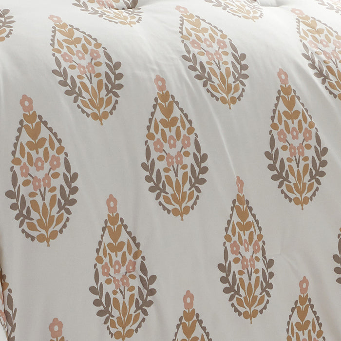 Chic Home Amelia 3 Piece Duvet Cover Set Floral Medallion Print Design Bedding with Zipper Closure King Taupe - King