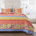 Greenland Home Skylar Ruffle-Embellished Quilt and Pillow Sham Set - 3-Piece - Full/Queen 90x90", Calico - Full/Queen