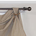 RLF Home Natural Linen 2-Scoop Victory Swag Flax.  3 Tabs. Wooden Beads Trim 54"W X 26"L For windows up to 48"W - 48"W x 26"L