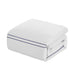 Chic Home Alford Organic Cotton Duvet Cover Set Solid White With Dual Stripe Embroidered Border Hotel Collection Bedding - Includes Two Pillow Shams - 3 Piece - Queen 92x96, Navy - Queen