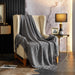 NY&C Home Newport Woven Throw Blanket Plush Super Soft Textured Pattern With Tassel Fringe, 50” x 60”, Grey - Grey