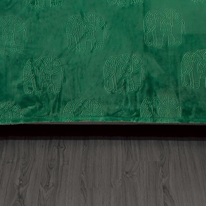 Elephant Design Best Quality Premium Micro Plush All Season Blanket Green by Plazatex
