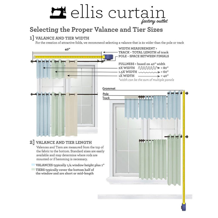 Ellis Curtain Victoria Park Toile Water Proof Room Darkening Blackout Tailored Window Valance - 70 x 12" Black
