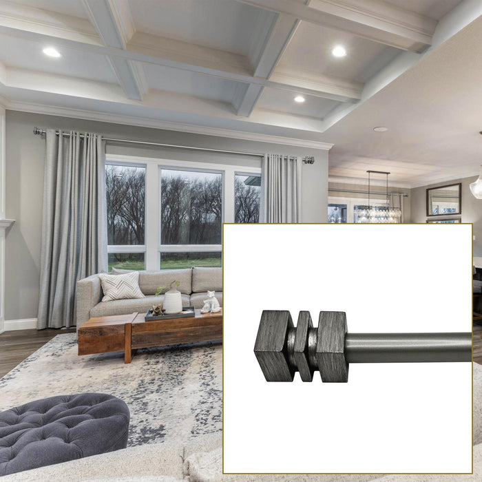 Versailles Esencial Cleft Steel Heavy Duty Curtain Rod Set for Windows Antique Silver