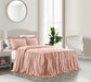 Chic Home Ashford Quilt Set Crinkle Crush Ruffled Drop Design Bedding - Pillow Shams Included - 3 Piece - King 80x76", Blush - King